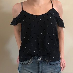 Flutter sleeve spaghetti strap top